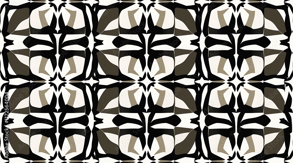 Poster geometric black and white pattern: a mesmerizing pattern of geometric shapes in black, white and gra