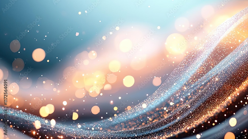 Aufkleber Glitter abstract background concept. Colorful bokeh effect with shimmering lights and smooth wave patterns for creative projects.