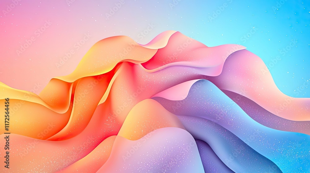 Poster glitter abstract background concept. vibrant abstract waves in pink and orange tones create a mesmer