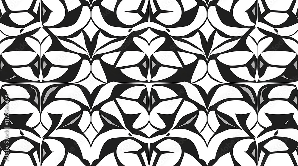 Poster black and white abstract pattern: a mesmerizing kaleidoscope of intricate black and white patterns. 