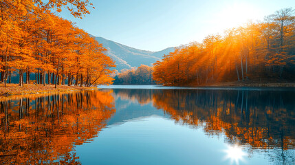 Obraz premium Autumn Lake Reflection