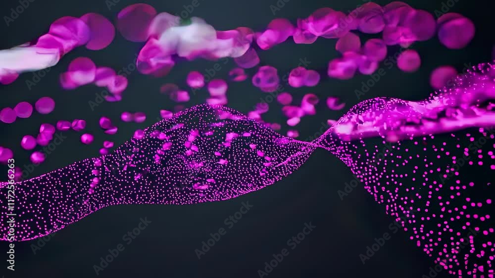 Poster complex pink wave patterns create mesmerizing digital visuals