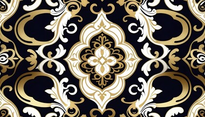 Elegant Gold And White Floral Damask Pattern Design