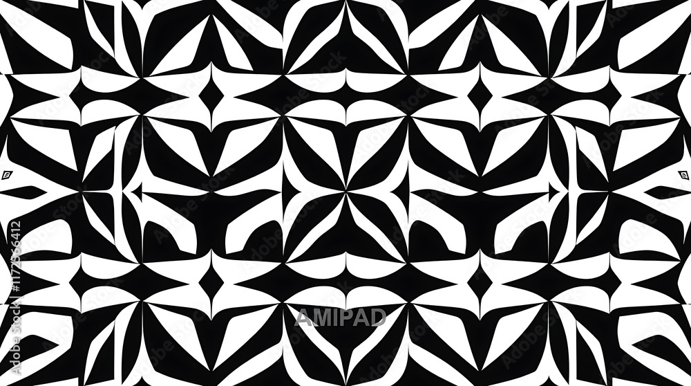 Poster black and white geometric pattern: a mesmerizing kaleidoscope of black and white, this seamless patt