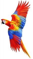 Fototapeta premium A vibrant parrot with colorful feathers in flight, showcasing its beauty and grace.