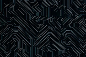 Abstract close-up of a glowing blue digital circuit board, showcasing intricate connections and technological design on a black background.
