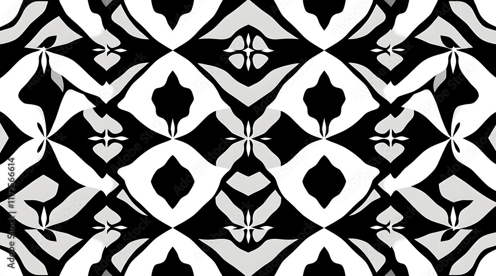 Poster abstract geometric pattern: a captivating seamless pattern featuring bold black, white, and gray sha