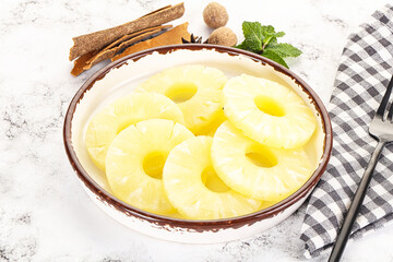 Sweet Canned pineapple in the bowl