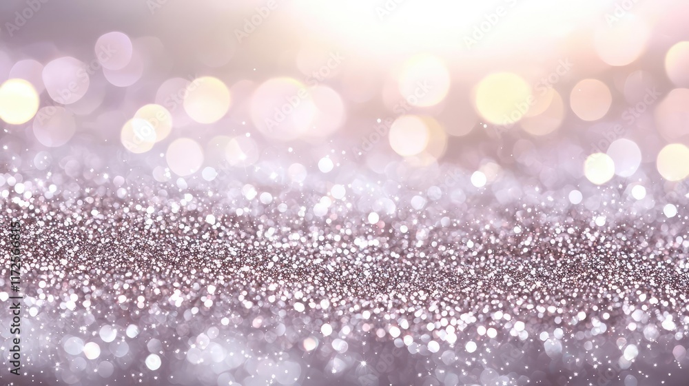 Poster Glitter abstract background concept. A shimmering background of sparkling glitter with soft bokeh lights creating a dreamy effect.