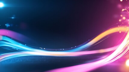 Abstract colorful light waves on a dark background.