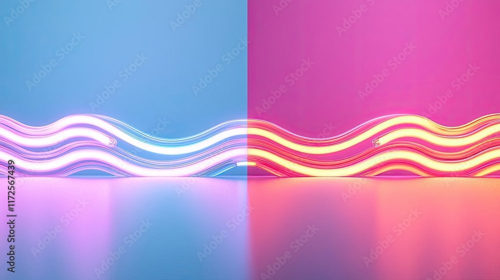 Poster neon abstract background idea. abstract wave design in vibrant blue and pink colors with a modern ae