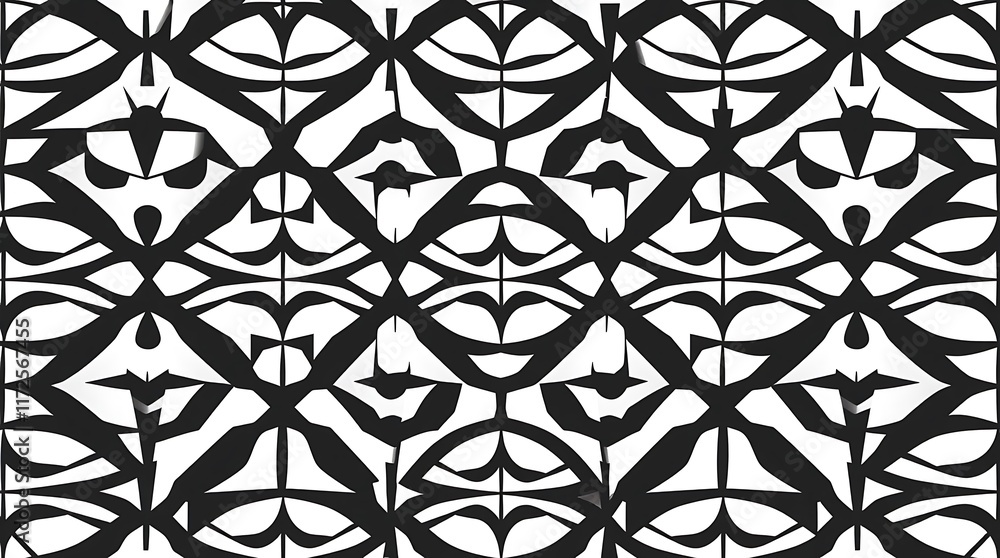 Poster abstract geometric pattern: a contemporary, bold black and white pattern with intricate geometric sh