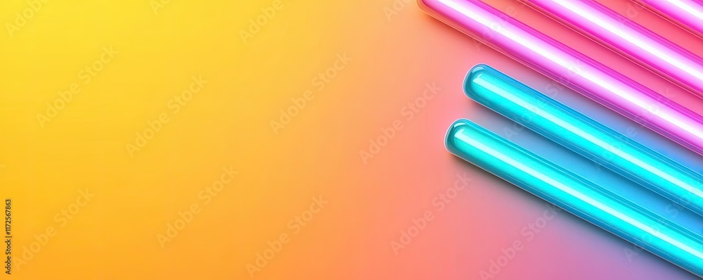 Poster neon abstract background idea. colorful neon tubes arranged against a vibrant background for creativ