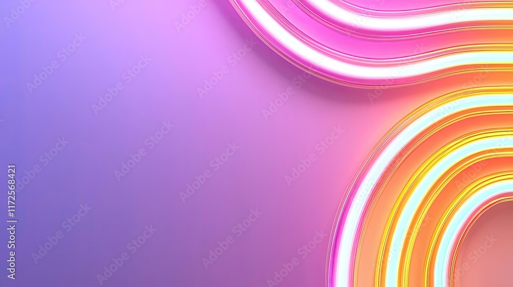 Poster neon abstract background idea. vibrant neon waves over a soft gradient background, perfect for moder