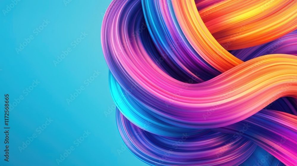 Poster Neon abstract background idea. Vibrant waves of color flowing together, creating a stunning abstract visual effect.