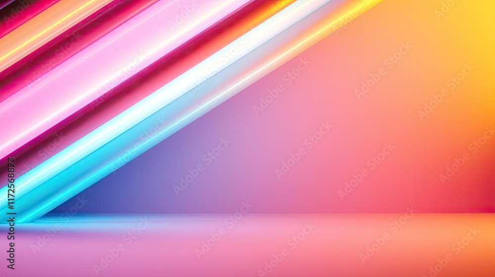 Aufkleber Neon abstract background idea. Vibrant light beams create a dynamic background with colorful gradients and smooth lines.