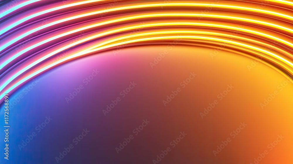 Poster Neon abstract background idea. Vibrant abstract background with colorful neon curves and smooth gradients.