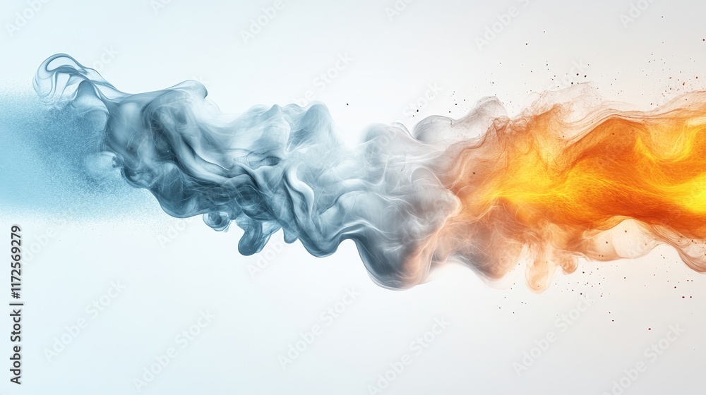 Aufkleber abstract swirling smoke effect blending blue and orange hues against a light background, creating a 