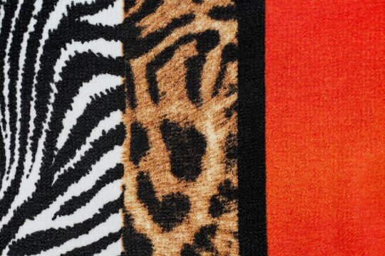 Leopard print, Zibra on fabric, cotton, satin Lycra 