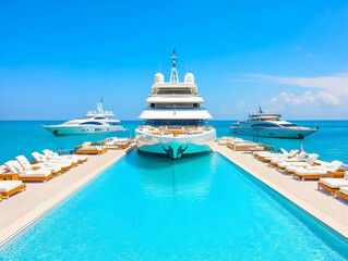 Fototapeta premium Luxury Yacht Poolside Paradise