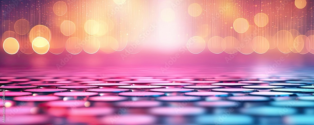 Aufkleber Pastel abstract background idea. A vibrant, colorful backdrop with bokeh lights and circular patterns for creative projects.