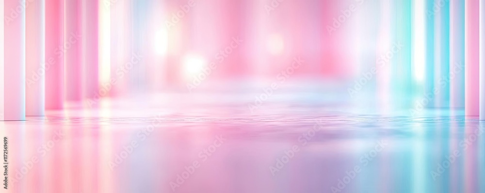 Poster Pastel abstract background idea. A vibrant and abstract background with colorful pillars and reflective surface.