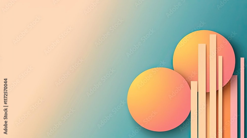 Aufkleber Pastel abstract background idea. Abstract design featuring colorful circles and lines against a soft gradient background.