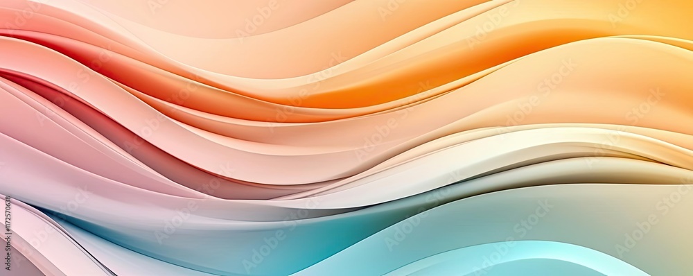 Poster Pastel abstract background idea. Colorful abstract waves create a dynamic and modern visual background image.