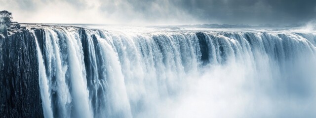 An awe-inspiring view of the Victoria Falls in full flow during the rainy season, Natural wonder scene, Majestic style