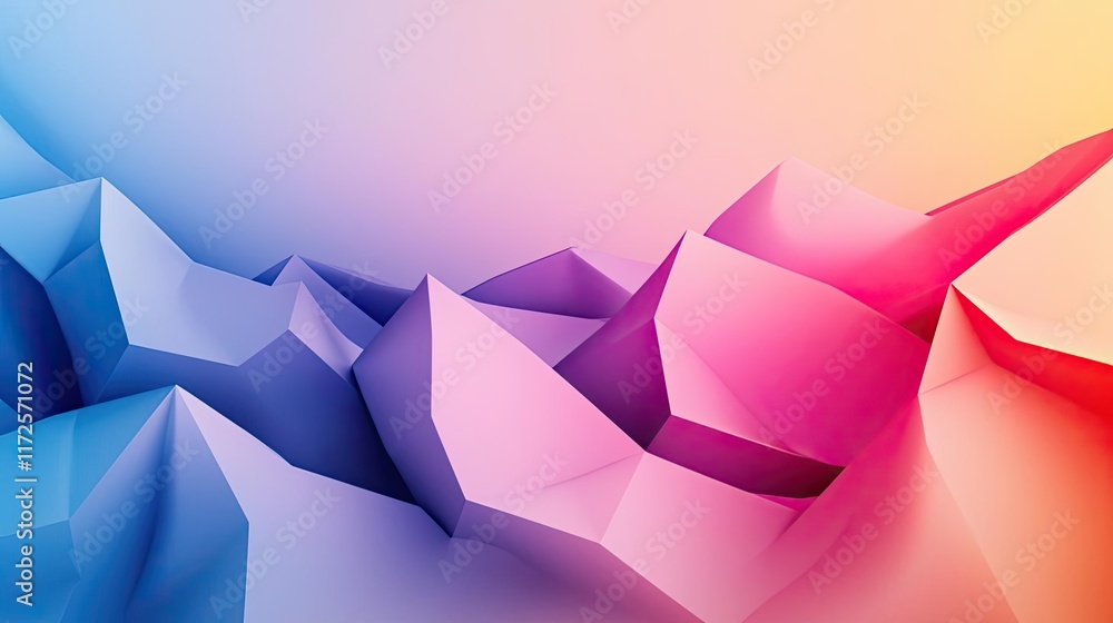 Poster Pastel abstract background idea. Vibrant abstract geometric pattern with colorful peaks and smooth gradients.