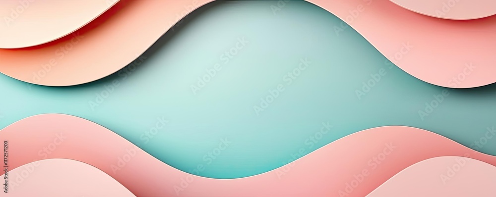 Poster pastel abstract background idea. aesthetic layered waves in pink and teal colors create a soothing a