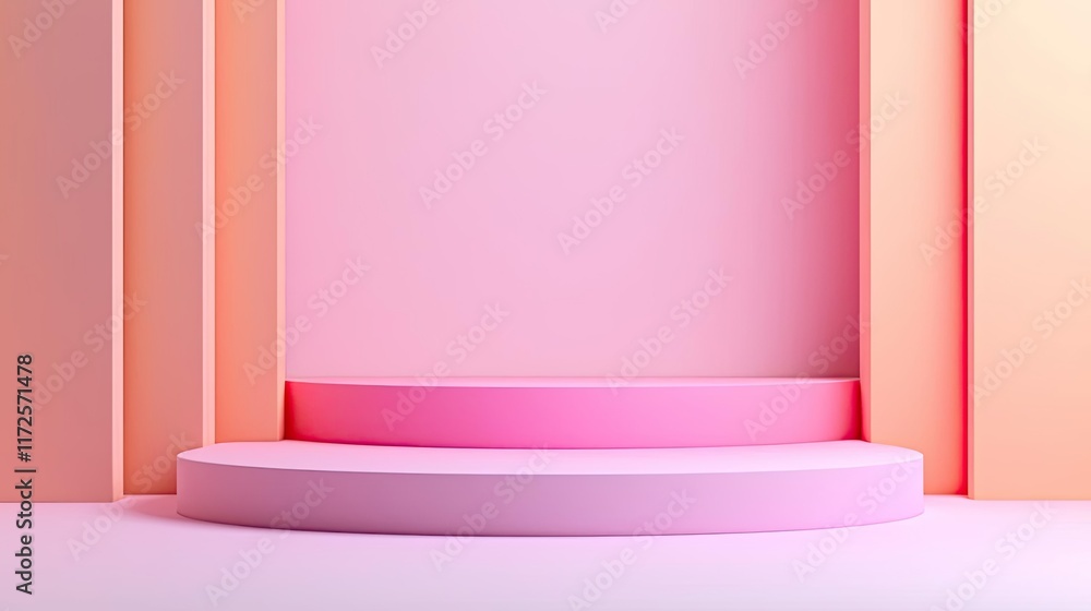 Poster pastel abstract background idea. stylish stage with a pink and peach gradient backdrop for presentat