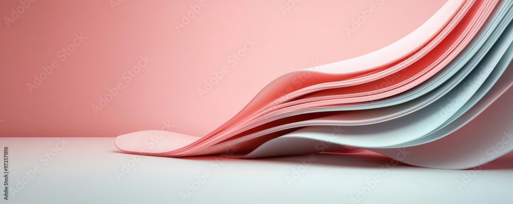Poster Pastel abstract background idea. Abstract wave design with pastel colors in a minimalistic setting on a soft background.