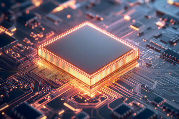 Obraz premium Glowing CPU Chip 3D Illustration