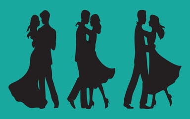 Romantic Ballroom Dance Couple Vector Set Valentines Day Illustration Bundle