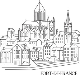 Fort-de-France City Line Draw Simple Minimalist