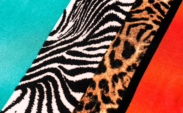 Leopard print, Zibra on fabric, cotton, satin Lycra 