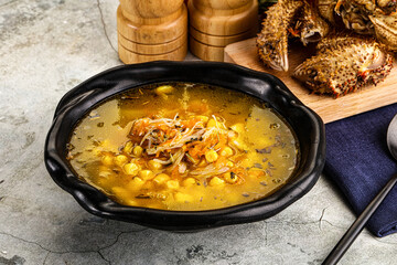 Hot Crab corn soup with vegetables