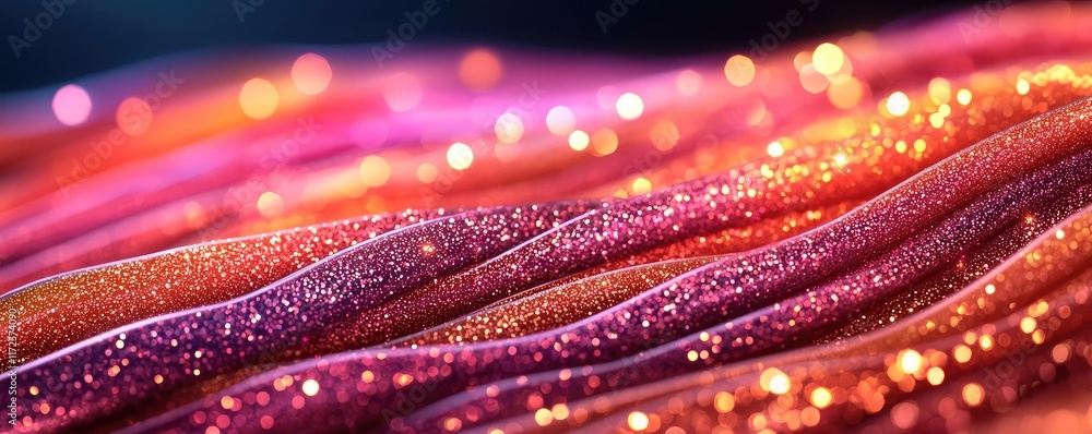 Poster glitter abstract background concept. vibrant abstract waves with glittering texture and warm colors 