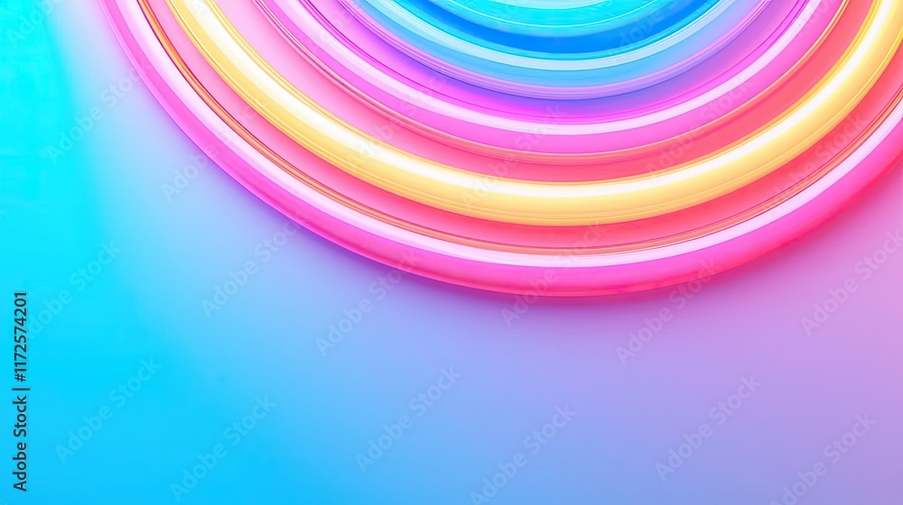 Poster Neon abstract background idea. Vibrant swirling light patterns in bright colors creating a mesmerizing background.