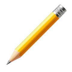 Bright Yellow Pencil on White Background for Creativity and Writing
