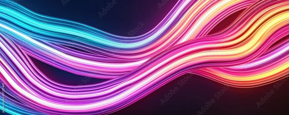 Poster Neon abstract background idea. Abstract vibrant waves in vivid colors create a dynamic background for creative projects.
