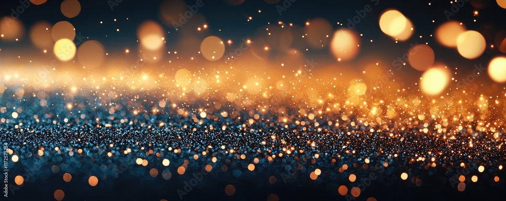 Poster glitter abstract background concept. a stunning abstract background of shimmering gold and blue boke