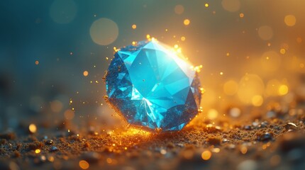 Fototapeta premium Crystal in the middle of an abstract background.