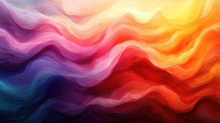 Fototapeta premium Colorful abstract waves background, vibrant hues blending, light source above, artistic design backdrop