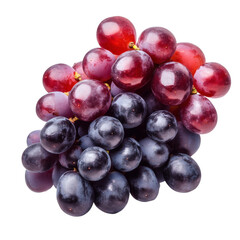 Fototapeta premium fresh bunch of ripe red and purple grapes isolated on white transparent background