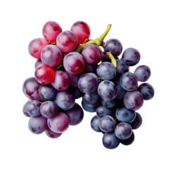 fresh bunch of ripe red and purple grapes isolated on white transparent background