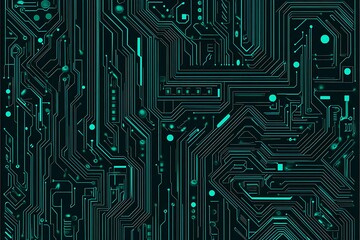 Abstract close-up of a glowing blue digital circuit board, showcasing intricate connections and technological design on a black background.
