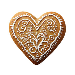 Obraz premium Heart Shaped Cookie with Intricate White Icing Design