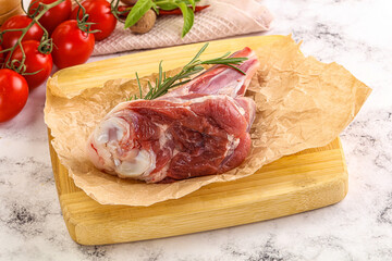 Raw lamb shank for cooking